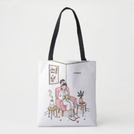 Grandma Mother's Day Cozy Relaxing Illustration Tote Bag