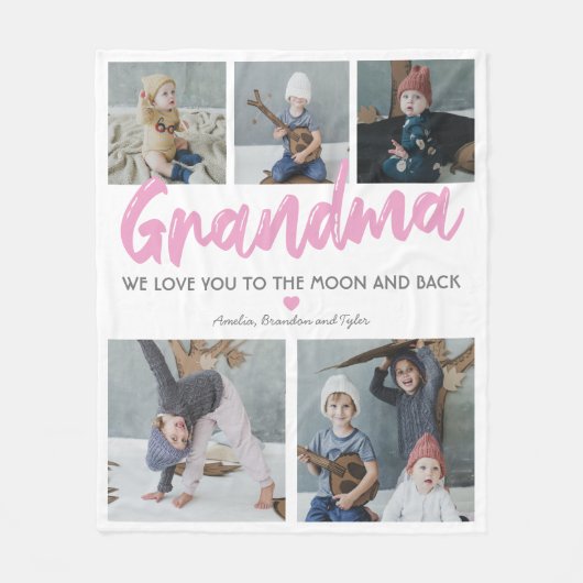Grandma Nana 5 Foto Collage Fleece Deken (Voorkant)