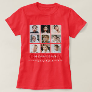 Grandma/Nana/Other 9 Photo Collage Message & Names T-shirt