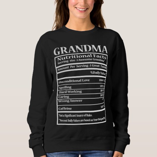 Grandma   Nutrition Facts for Family Day Trui (Voorkant)