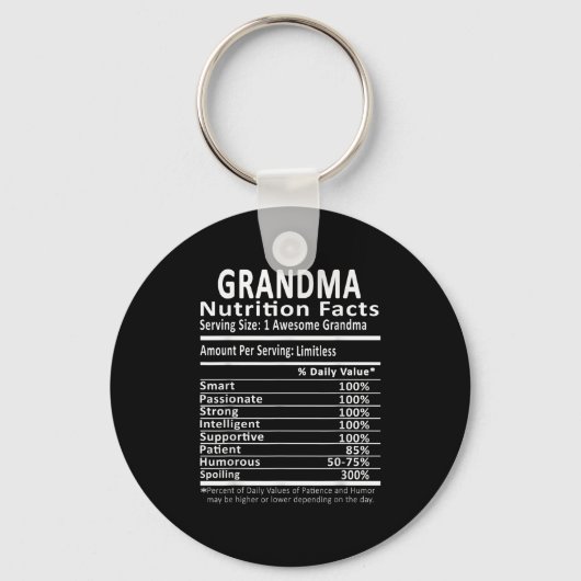 Grandma Nutrition Facts Halloween Thanksgiving Chr Sleutelhanger (Voorkant)