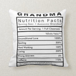 Grandma Nutrition Facts Statistics Cushion Kussen