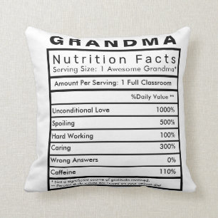 Grandma Nutrition Facts Statistics Cushion Kussen