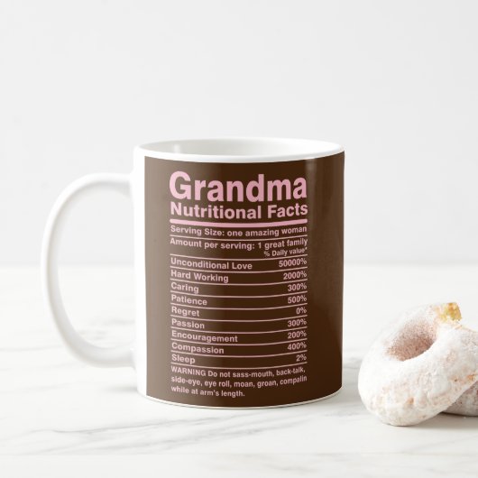 Grandma Nutritional Facts Funny Moederdag Koffiemok (Met donut)