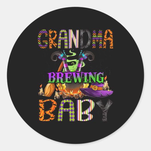 Grandma Of Brewing Baby Halloween One Soky Grandma Ronde Sticker (Voorkant)