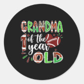 Grandma Of The 1 Year Old Football 1st Birthday Bo Ronde Sticker (Voorkant)