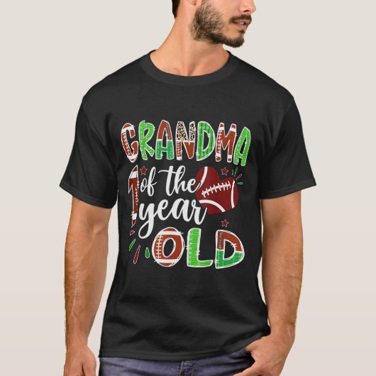 Grandma Of The 1 Year Old Football 1st Birthday Bo T-shirt (Voorkant)