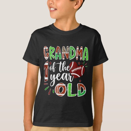 Grandma Of The 1 Year Old Football 1st Birthday Bo T-shirt (Voorkant)