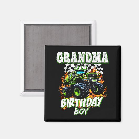 Grandma Of The Birthday Boy Monster Truck Birthday Magneet (Voorkant / Achterkant)