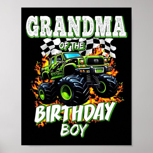Grandma Of The Birthday Boy Monster Truck Birthday Poster (Voorkant)