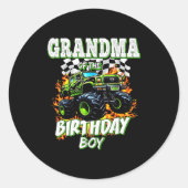 Grandma Of The Birthday Boy Monster Truck Birthday Ronde Sticker (Voorkant)