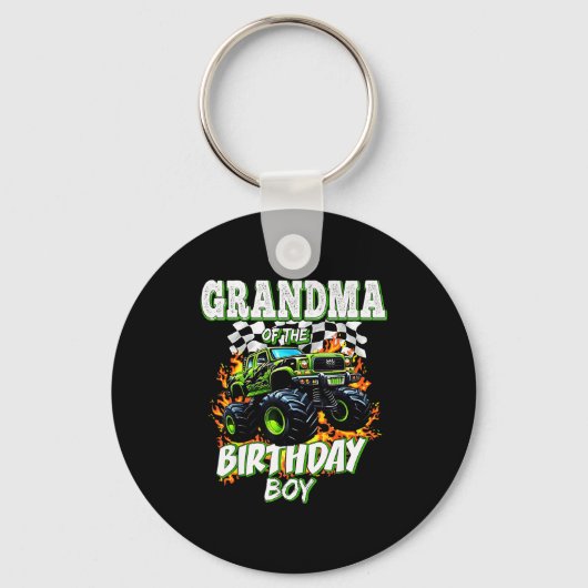 Grandma Of The Birthday Boy Monster Truck Birthday Sleutelhanger (Voorkant)
