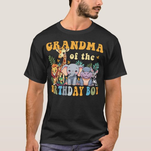 Grandma of the Birthday Boy Safari Jungle Animal M T-shirt (Voorkant)