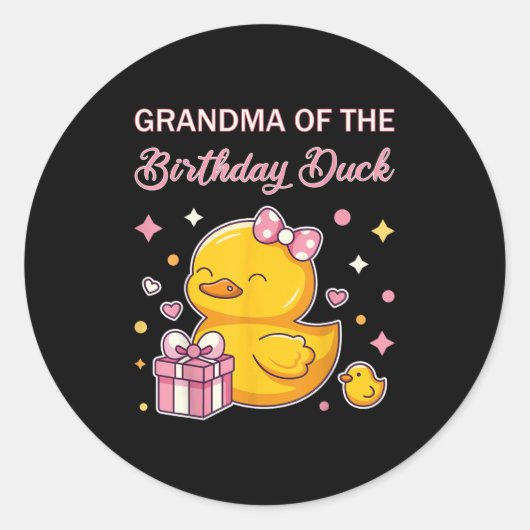 Grandma Of The Birthday Duck Christmas Anime Party Ronde Sticker (Voorkant)