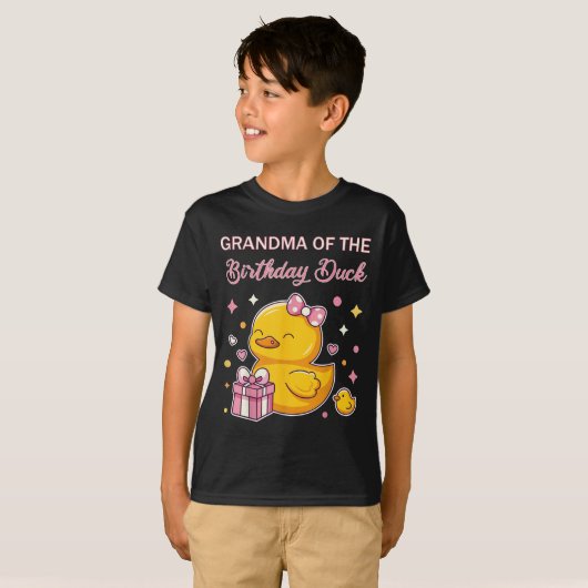 Grandma Of The Birthday Duck Christmas Anime Party T-shirt (Voorkant volledig)
