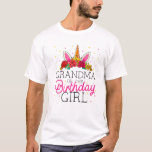 Grandma Of The Birthday Girl Grandmother Unicorn B T-shirt<br><div class="desc">Grootmoeder van het Birthday-meisje, haal deze schattige en unieke "oma van het Birthday-meisje" Graphic Novelty Unicorn Flower Crown met Rainbow Flowers en Horn, maakt het perfecte geschenk voor Nana, Grammy of Grandmoeder op de verjaardag van je dochter. Birthday oma, Vrouwen zullen van deze cadeaus houden voor een GrandDaughter Unicorn Theme...</div>