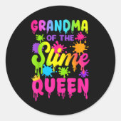 Grandma Of The Slime Queen Birthday Girl Family Pa Ronde Sticker (Voorkant)