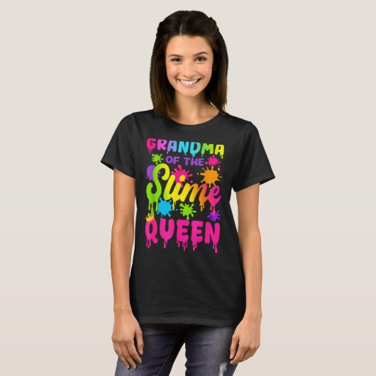 Grandma Of The Slime Queen Birthday Girl Family Pa T-shirt (Voorkant volledig)