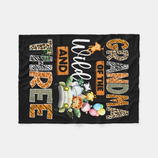 Grandma Of The Wild And Three 3rd Birthday Boy Saf Fleece Deken (Voorkant (Horizontaal))