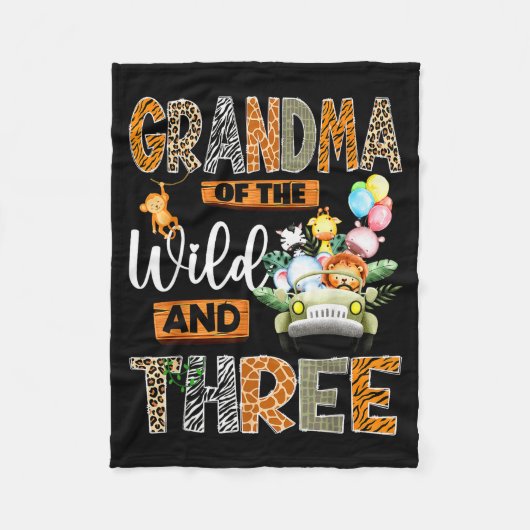 Grandma Of The Wild And Three 3rd Birthday Boy Saf Fleece Deken (Voorkant)