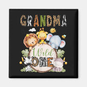 Grandma Of The Wild One 1st Birthday Boy Jungle Sa Magneet (Voorkant)