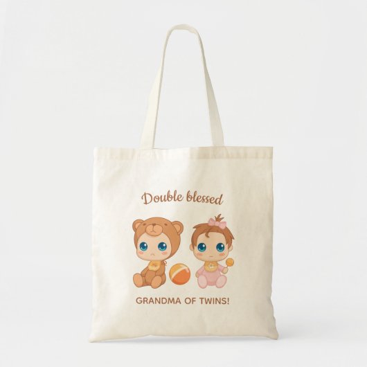Grandma of Twins Baby Girl Bear Jumpsuit Tote Bag (Voorkant)
