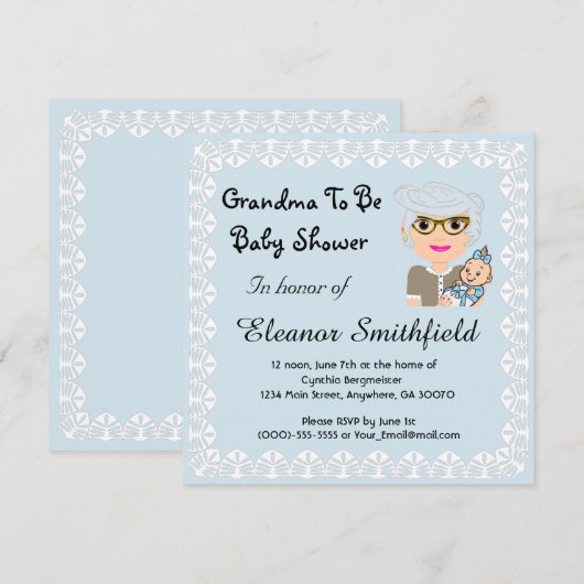 GrandMa om Baby shower uit te nodigen Kaart (Voorkant / Achterkant)
