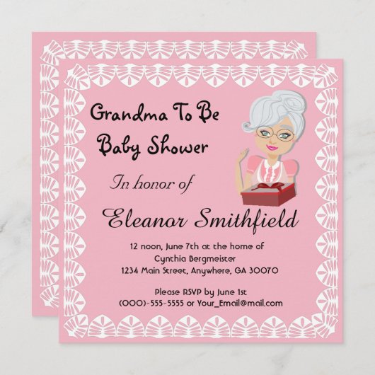 GrandMa om Baby shower uit te nodigen Kaart (Voorkant / Achterkant)