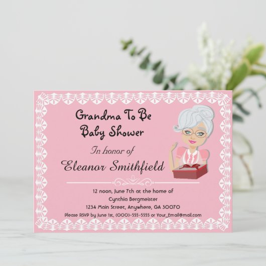 GrandMa om Baby shower uit te nodigen Kaart (Staand voorkant)