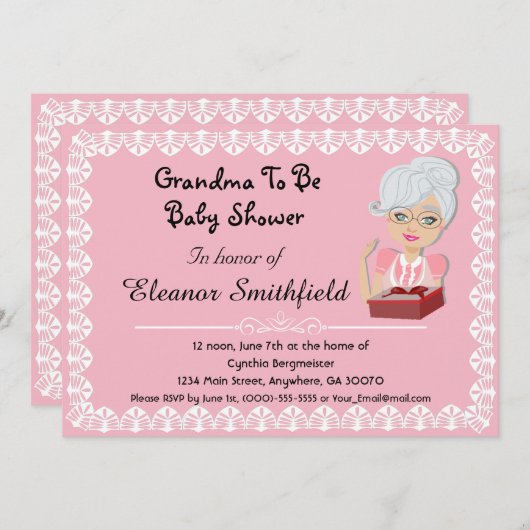 GrandMa om Baby shower uit te nodigen Kaart (Voorkant / Achterkant)