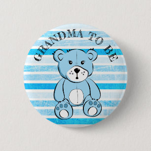 GRANDMA om Blue Teddy Bear Baby shower Button te z