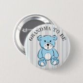 GRANDMA om Blue Teddy Bear Baby shower Button te z (Voorkant /achterkant)