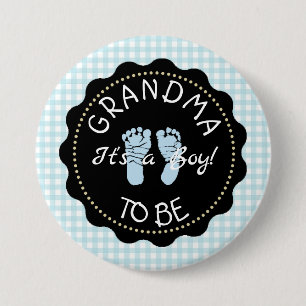GRANDMA om de blauwe knoop van het Baby shower van Ronde Button 7,6 Cm