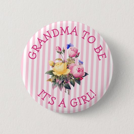 GRANDMA om de Button van het Baby shower van Roze  (Voorkant)