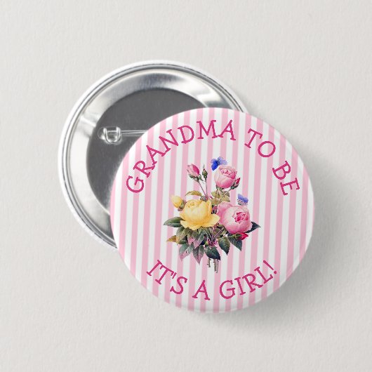 GRANDMA om de Button van het Baby shower van Roze  (Voorkant /achterkant)