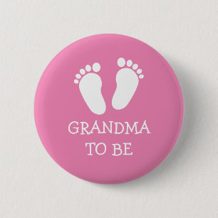 GRANDMA om roze of blauwe baby voetafdrukken te zi Ronde Button 5,7 Cm