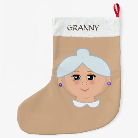 Grandma on Beige Grote Kerstsok (Achterkant)