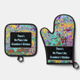 Grandma Oven Mitt and Pot Holder Set