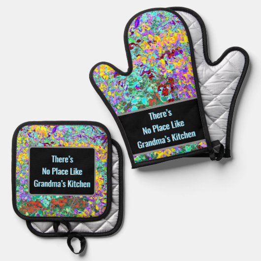 Grandma Oven Mitt and Pot Holder Set (Voorkant / Achterkant)
