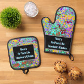Grandma Oven Mitt and Pot Holder Set (Top down)