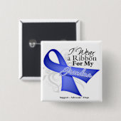 Grandma Periwinkle Ribbon - Stomach Cancer Vierkante Button 5,1 Cm (Voorkant /achterkant)