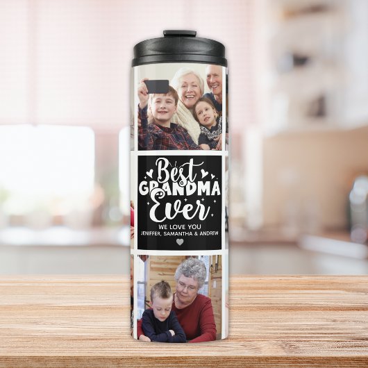 Grandma Photo | Best Grandma Ever Custom Gift Blac Thermosbeker