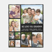Grandma Photo Collage Black Fleece Deken (Voorkant)