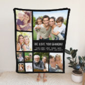 Grandma Photo Collage Black Fleece Deken