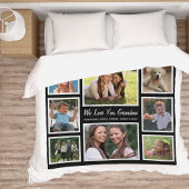 Grandma Photo Collage Black Fleece Deken