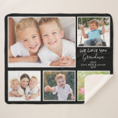 Grandma Photo Collage Black Sherpa Deken (Voorkant (horizontaal))
