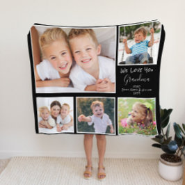 Grandma Photo Collage Black Sherpa Deken