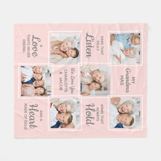 Grandma Photo Collage Fleece Deken (Voorkant (Horizontaal))
