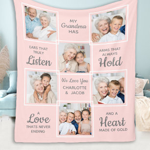 Grandma Photo Collage Fleece Deken