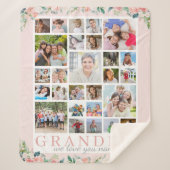 GRANDMA Photo Collage Floral Blush Pink Sherpa Deken (Voorkant)